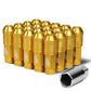 Universal Aluminum Open-End Lug Nuts 70MM M12x1.5 20PCS w/ Adapter Gold