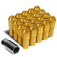 Universal Aluminum Open-End Lug Nuts 70MM M12x1.5 20PCS w/ Adapter Gold