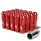 Aluminum Open-End Lug Nuts 70MM M12x1.5 Red 20PCS w/ Adapter