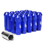 Aluminum Lug Nuts Open-End 70MM M12X1.25 20PCS with Adapter Blue
