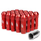 M12x1.25 70mm Open-End Aluminum Lug Nuts 20pc Set Red