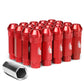 M12x1.25 70mm Open-End Aluminum Lug Nuts 20pc Set Red