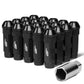 Aluminum Lug Nuts M12x1.5 70mm Open End Black 20pc Set with Key