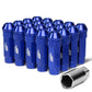 M12x1.5 70mm Open-End Aluminum Lug Nuts 20pc Set w/ Key Blue