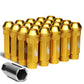 Open-End Aluminum Lug Nuts 70mm M12x1.5 Gold 20pc Set with Key