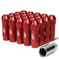 M12x1.5 70mm Red Aluminum Open-End Lug Nuts 20pc Set with Key