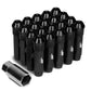 Universal Aluminum Open-End Lug Nuts 90MM M12X1.5 20PCS with Adapter Black