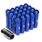 Aluminum Lug Nuts Open End 90mm M12x1.5 20pc Set with Adapter Blue