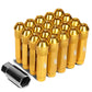 Aluminum Open-End Lug Nuts 90MM M12X1.5 20PCS w/ Adapter Gold