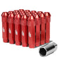 Aluminum Open-End Lug Nuts M12x1.5 90mm Red 20 Piece Set w/ Adapter
