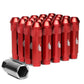 Aluminum Open-End Lug Nuts M12x1.5 90mm Red 20 Piece Set w/ Adapter