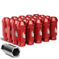 Aluminum Open-End Lug Nuts 60MM M12X1.25 Red 20PCS with Adapter