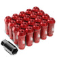 Aluminum Open-End Lug Nuts 60MM M12X1.25 Red 20PCS with Adapter