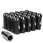 60MM Open-End Aluminum Lug Nuts M12x1.5 20PCS w/ Adapter Black