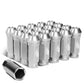 Aluminum Open-End Lug Nuts 60MM M12x1.5 20PCS w/ Adapter Silver