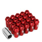 Universal Aluminum Open-End Lug Nuts 50MM M12X1.5 20PCS w/ Adapter Red