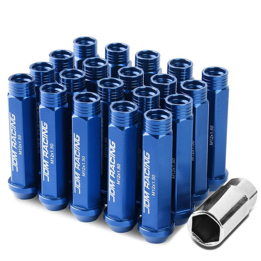 Universal Acorn Style Extended Lug Nuts M12 x 1.5 20pc Blue Aluminum