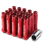 M12 x 1.5 Aluminum Acorn Lug Nuts 90mm Extended Open End Red 20pc
