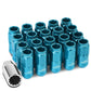 M12 x 1.25 Acorn Style Lug Nuts 50mm Tall Light Blue Aluminum 16pcs