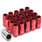 Acorn Style Aluminum Lug Nuts M12x1.25 50mm Red 16pcs + 4 Locks