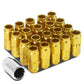 Aluminum Acorn Lug Nuts M12x1.5 50mm 21mm OD 16pcs + 4 Locks Gold