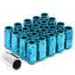 Aluminum Acorn Lug Nuts M12x1.5 50mm Light Blue 16pcs + 4 Locks