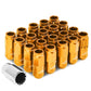 M12 x 1.5 Acorn Style Lug Nuts Set - Aluminum Orange 16pcs + 4 Locks