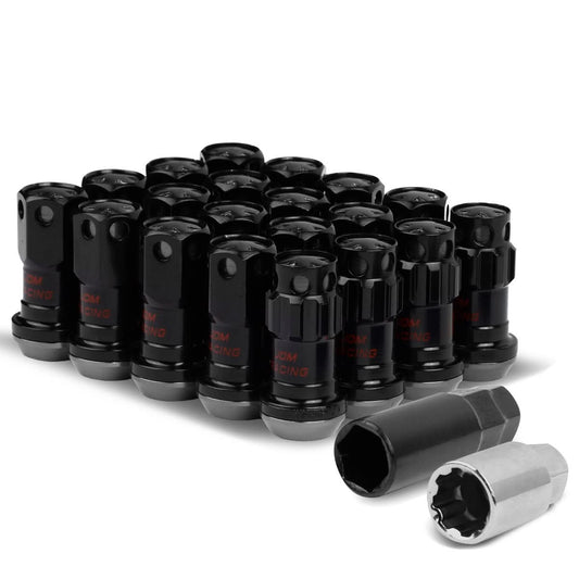 M12 x 1.25 Aluminum Lug Nuts 16pc + 4 Locks Black Closed End