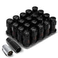 M12 x 1.25 Aluminum Lug Nuts 16pc + 4 Locks Black Closed End
