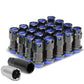 M12 x 1.25 Aluminum Lug Nuts with Locks 16pc Set Black/Blue