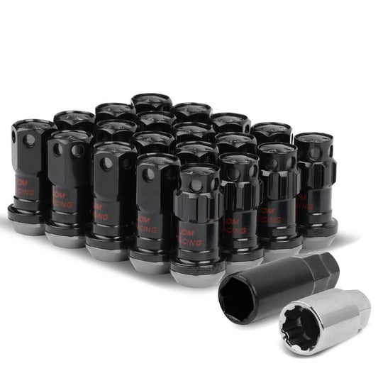 M12 x 1.25 Aluminum Lug Nuts Set - 45mm Closed End with Locks - Aluminum