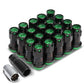 M12 x 1.25 Aluminum Lug Nuts Set 16pc + 4 Locks Black/Green