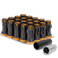 M12 x 1.25 Aluminum Lug Nuts 16pc Set with 4 Locks - Black/Orange