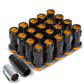 M12 x 1.25 Aluminum Lug Nuts 16pc Set with 4 Locks - Black/Orange