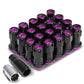 M12 x 1.25 Aluminum Lug Nuts Set - 45mm Closed End with Locks Black/Purple