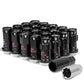 M12 x 1.25 Aluminum Lug Nuts Lock Set 16 Pcs + 4 Locks Black/Silver