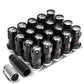 M12 x 1.25 Aluminum Lug Nuts Lock Set 16 Pcs + 4 Locks Black/Silver