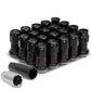 M12 x 1.5 Aluminum Lug Nuts with Locks 16pc Set - Black