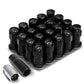 M12 x 1.5 Aluminum Lug Nuts with Locks 16pc Set - Black