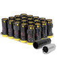 Aluminum Lug Nuts M12x1.5 Lock Style 20pc Set Black/Gold