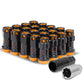 M12 x 1.5 Aluminum Lug Nuts Set 16 Pcs + 4 Locks Black/Orange
