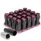 M12 x 1.5 Aluminum Lug Nuts Lock Style 16pc Set Black Pink