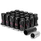 M12x1.5 Aluminum Lug Nuts 45mm Closed End 16pc + 4 Locks Black Silver