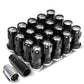 M12x1.5 Aluminum Lug Nuts 45mm Closed End 16pc + 4 Locks Black Silver