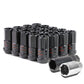 Steel Lug Nuts M12 x 1.25 Extended Open End 16pcs + 4 Locks Black