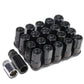 Steel Lug Nuts M12 x 1.25 Extended Open End 16pcs + 4 Locks Black