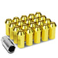 M12 x 1.5 Acorn Style Extended Lug Nuts 20pc Set Gold Aluminum
