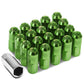 M12 x 1.25 Extended Closed End Lug Nuts 20pc Set Aluminum Green