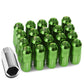 M12 x 1.25 Extended Closed End Lug Nuts 20pc Set Aluminum Green