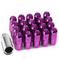 M12 x 1.25 Extended Closed End Lug Nuts 50mm Purple Aluminum 20pc